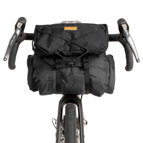 Lenkertasche mit zusätzlichem Stauraum für Bikepacking. Perfekt für lange Touren mit sicherer Befestigung am Fahrradlenker.