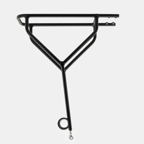 Schwarzer Fahrradträger aus Metall mit Befestigungsschraube, ideal für Mountainbikes, robustes Design, passend für Fahrradrahmen