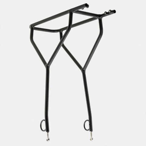Montagesatz für Fahrradträger mit schwarzen Metallstreben, Schrauben, Muttern und Abstandshaltern, geeignet für Bikepacking-Accessoires
