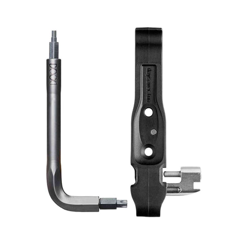 Daysaver Multitool Essential8 mit L-Schlüssel, Reifenheber und Kettennieter – platzsparendes Fahrradwerkzeug für jede Fahrradtasche.