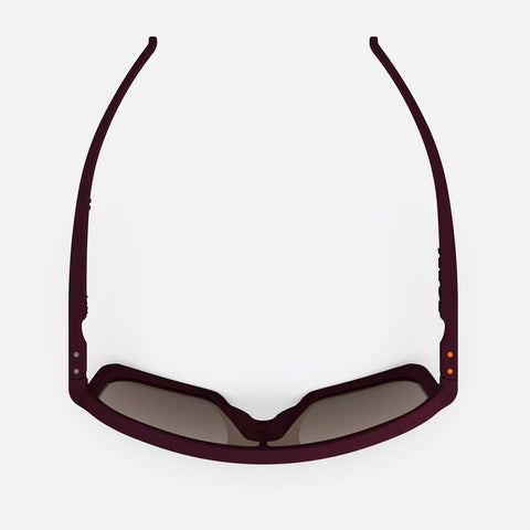 Top-Ansicht der Ileve No. 1 Cycling Sunglasses in Bordeaux mit braunen Gläsern, robustes Full-Frame-Design für sportliche Einsätze.