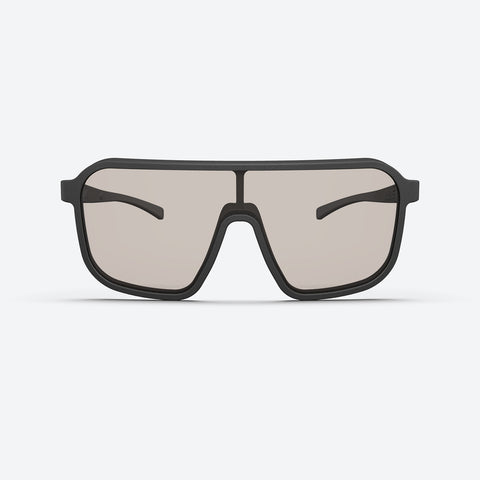 Schwarze Ileve No. 1 Full-Frame Velobrille mit hellen Gläsern, ideal für Social-Rides bei diffusem Licht. Hochwertiges Radsport-Accessoire.