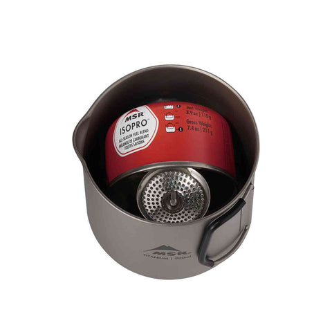MSR Titan Kettle 900mL mit Gaskartusche innen