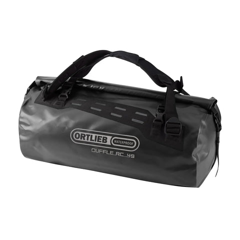 Schwarze wasserdichte Ortlieb Duffle RC Tasche mit Rollverschluss, beidseitigem Zugriff, aus robustem Material, ideal für Fahrrad- und Outdoor-Aktivitäten