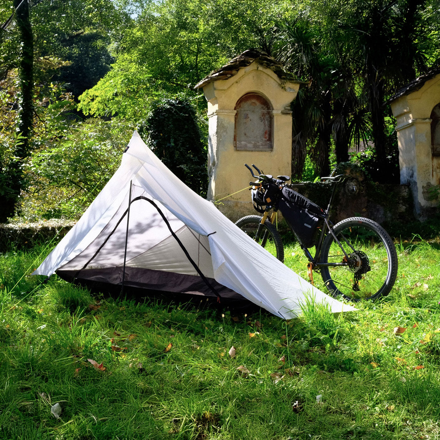 zelt leicht fahrrad Miete APEX1 – Bikepacking System für 1 Person Unterkunft Notus – Chalet USA Made Couleur:Vert grisâtre