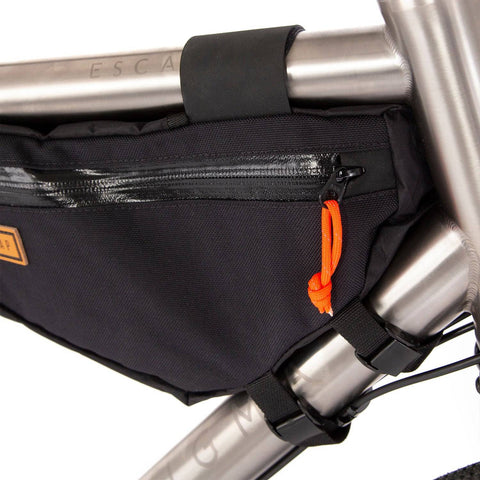 a close up of a bicycle handlebar bag